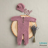 Baby Premium Soft Wool Romper with Bonnet O247 | NB | Brandy Rose