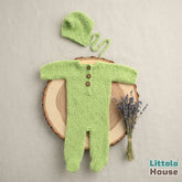 Baby Premium Soft Wool Romper with Bonnet O247 | NB | Pistachio