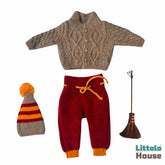 Baby Fantasy Wizard Cosplay Costume Set with Broom O251 | NB | Brown