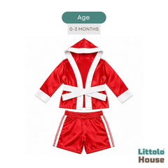 Baby Infant Boxing Robe With Shorts Outfit O268 | 1-3M | Red