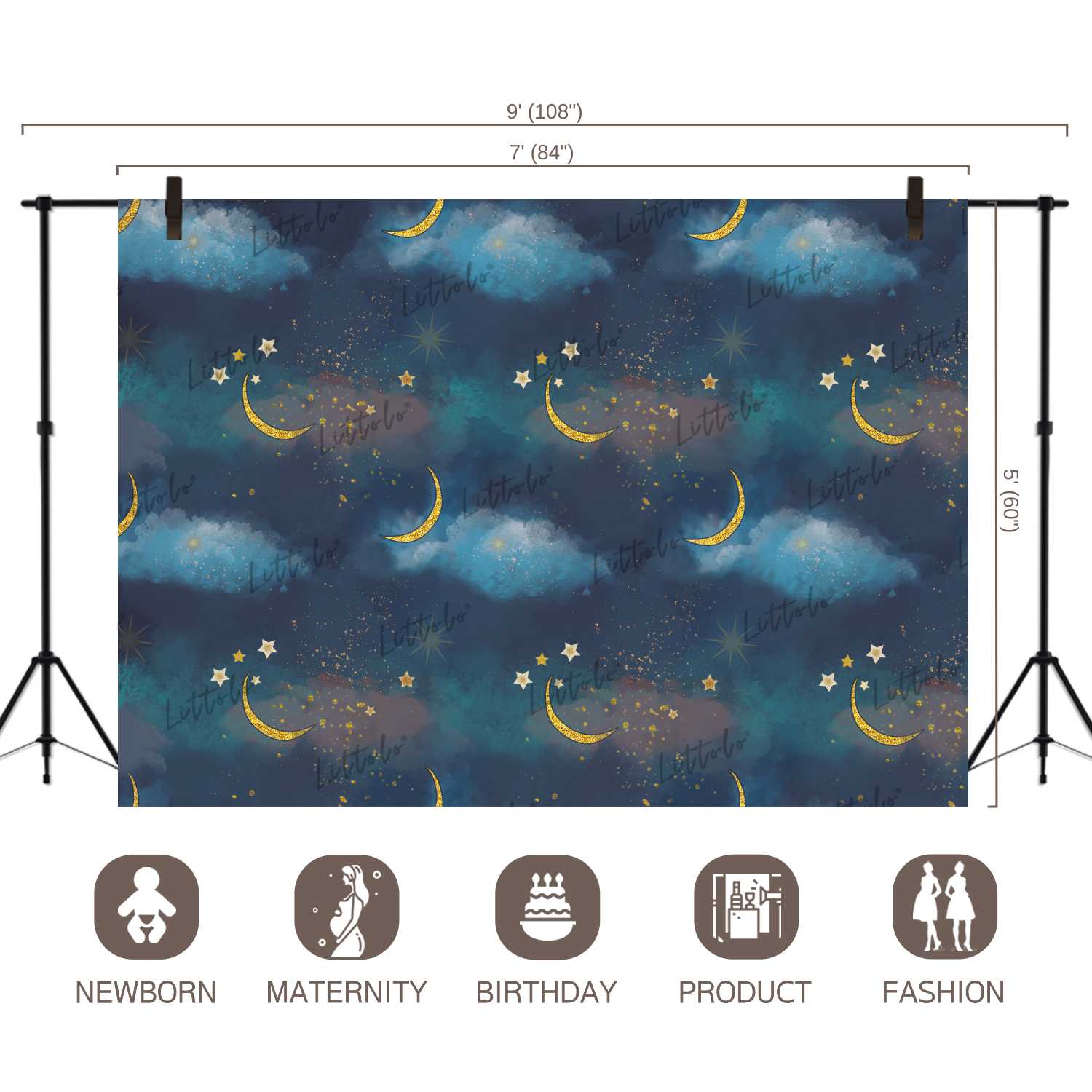 LB0104 Moon Stars Theme Backdrop