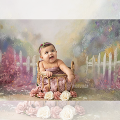 LB0105 Colourful Flowers Garden with Fences Theme Backdrop