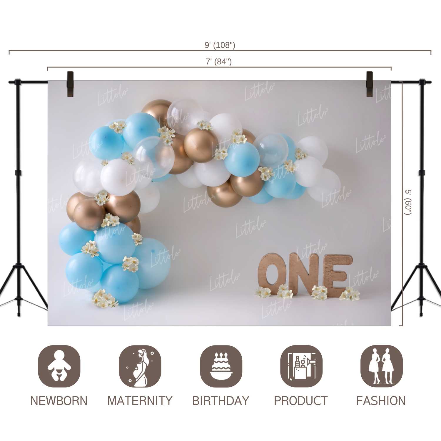 LB0146 Balloons and Cake Smash Backdrop