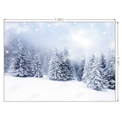 LB0163 Snow Mountain Christmas Trees Theme Backdrop