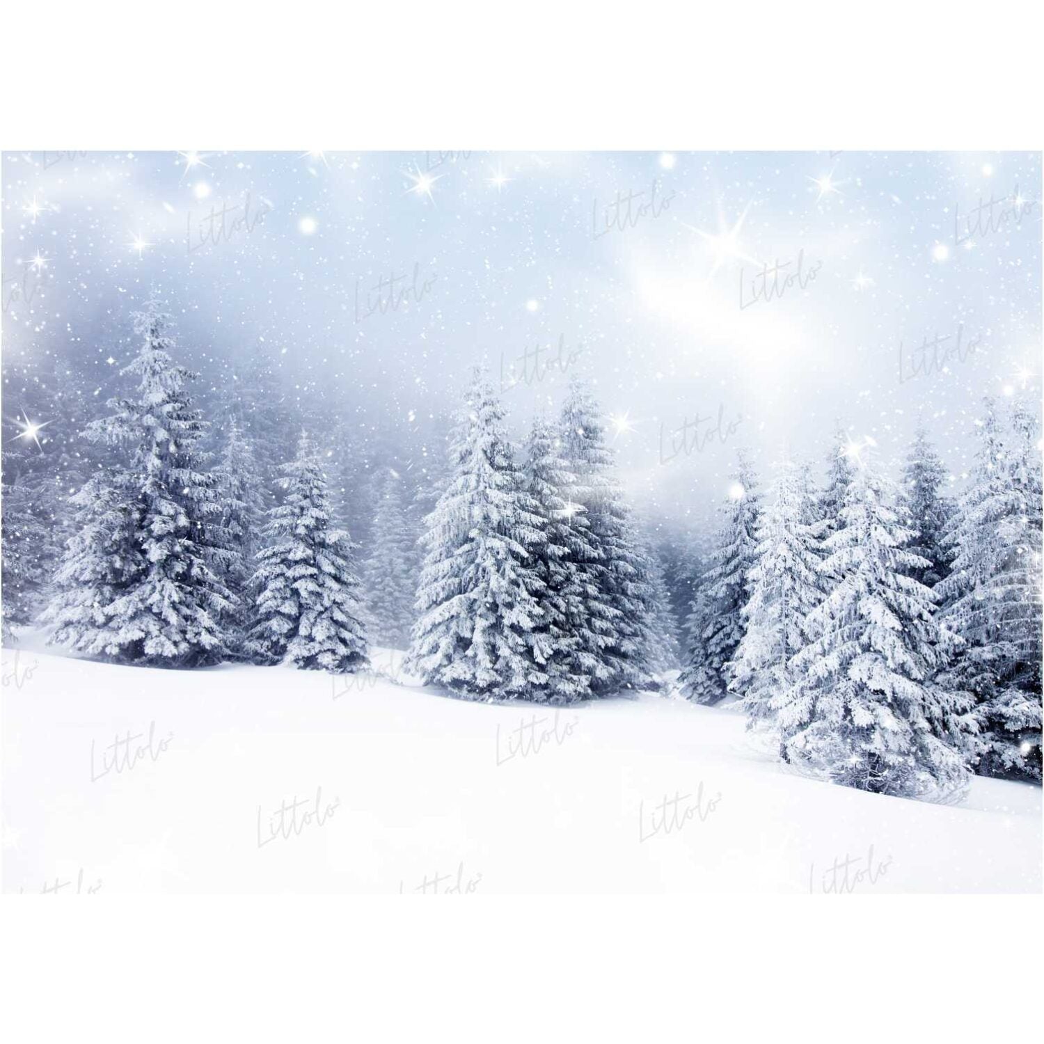 LB0163 Snow Mountain Christmas Trees Theme Backdrop