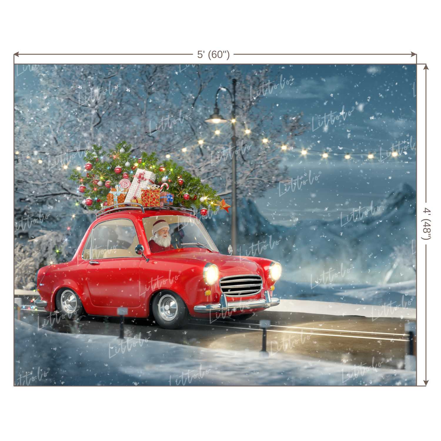 LB0178 Christmas Santa Delivering Gifts Festivals and Seasons Backdrop