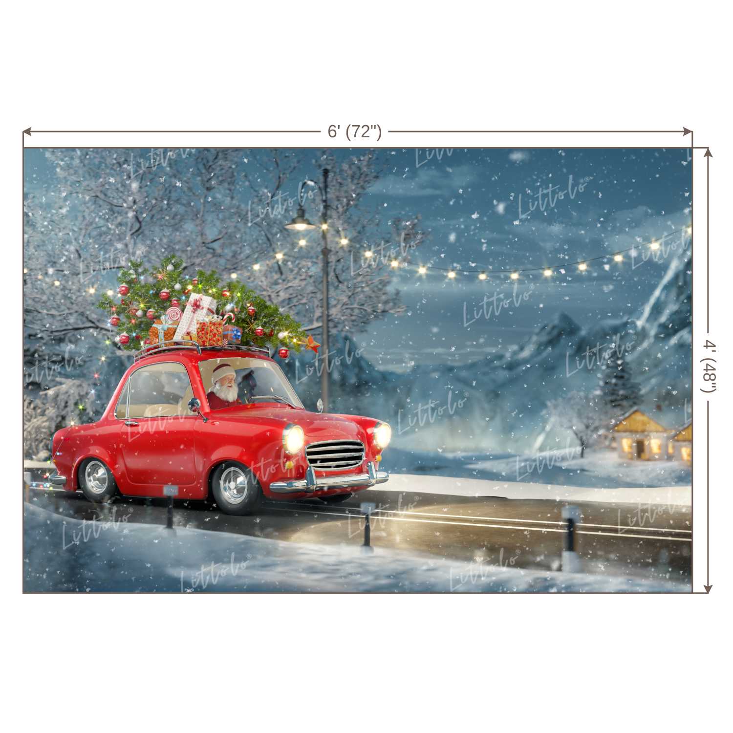 LB0178 Christmas Santa Delivering Gifts Festivals and Seasons Backdrop