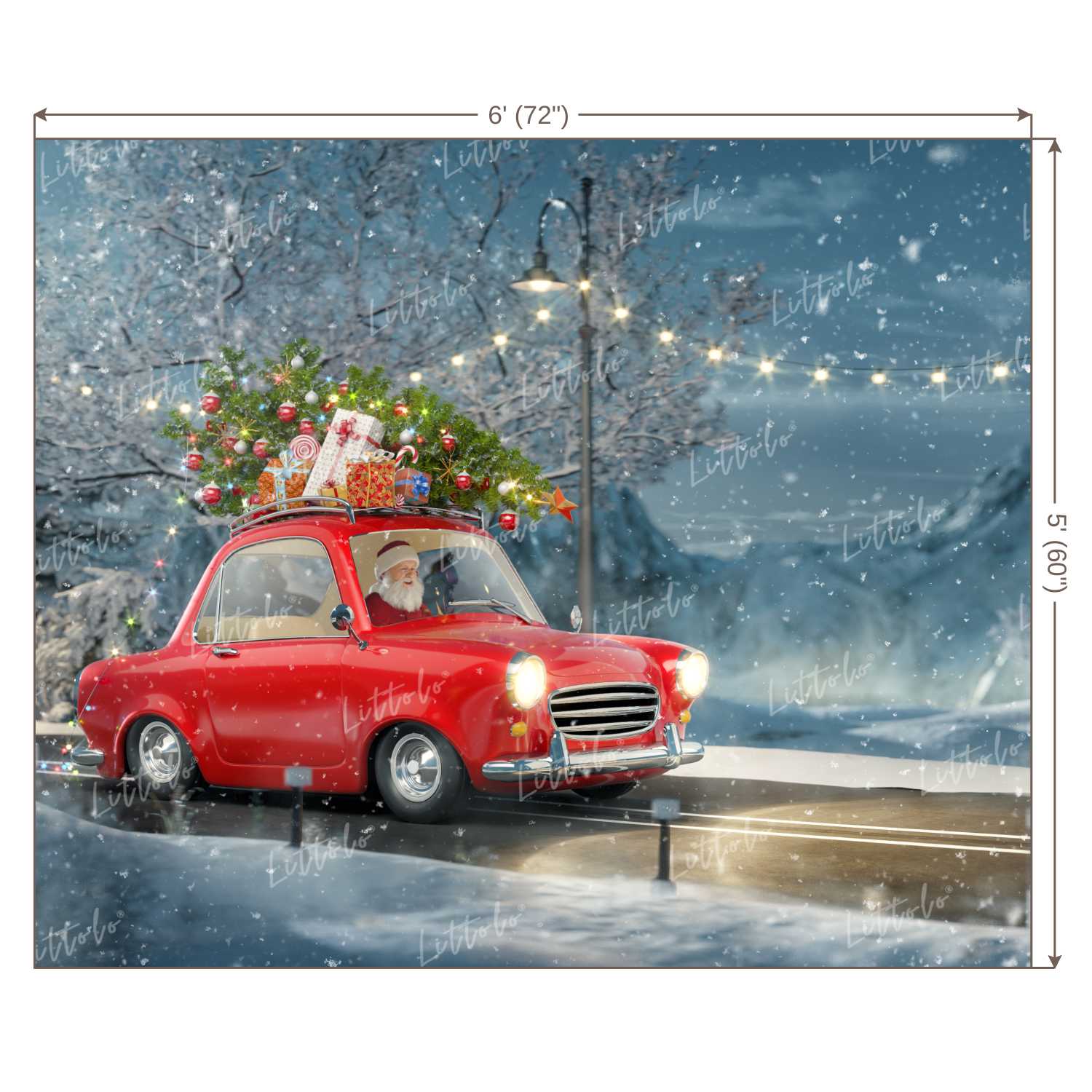 LB0178 Christmas Santa Delivering Gifts Festivals and Seasons Backdrop