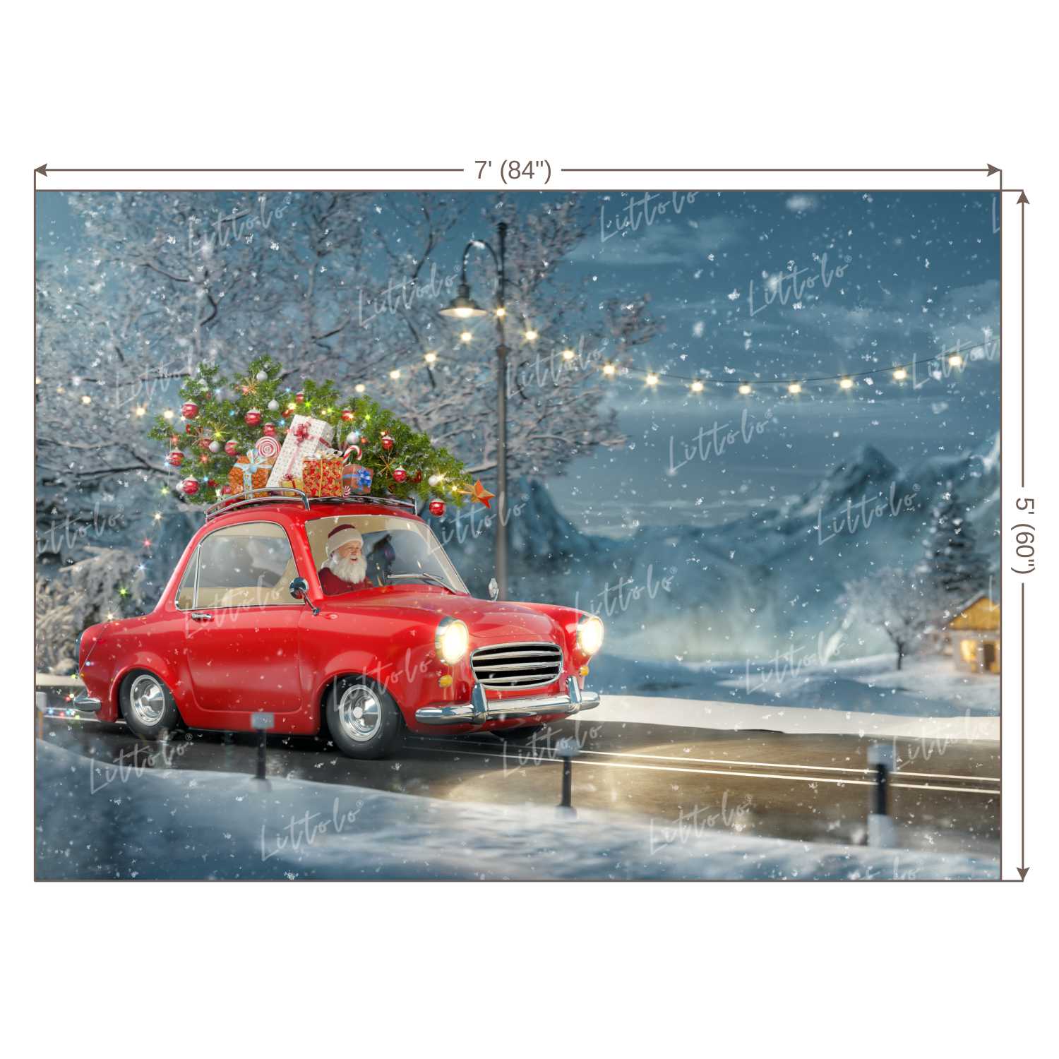 LB0178 Christmas Santa Delivering Gifts Festivals and Seasons Backdrop