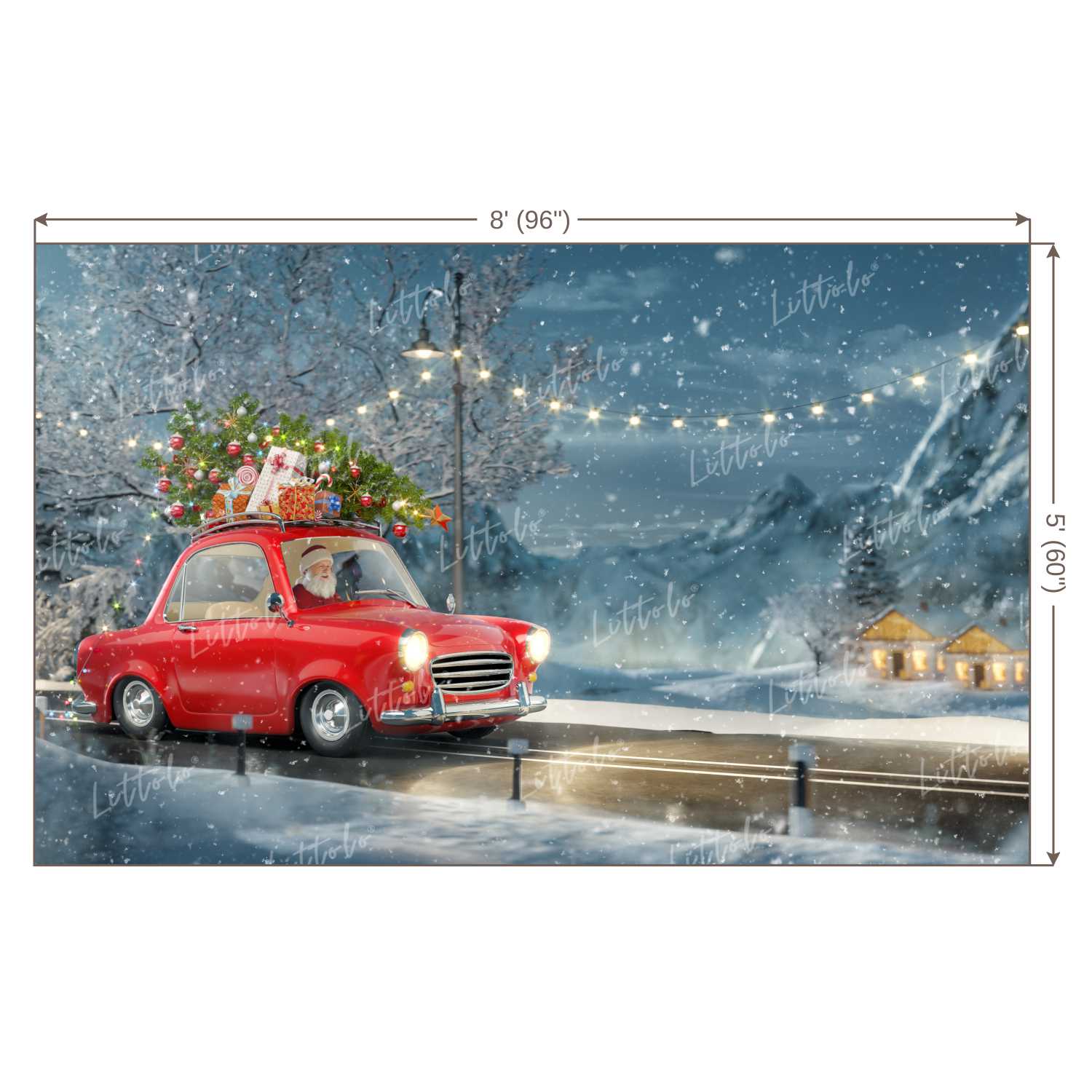 LB0178 Christmas Santa Delivering Gifts Festivals and Seasons Backdrop