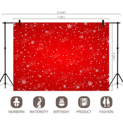 LB0185 Christmas Snow Flakes | Red Festivals and Seasons Backdrop