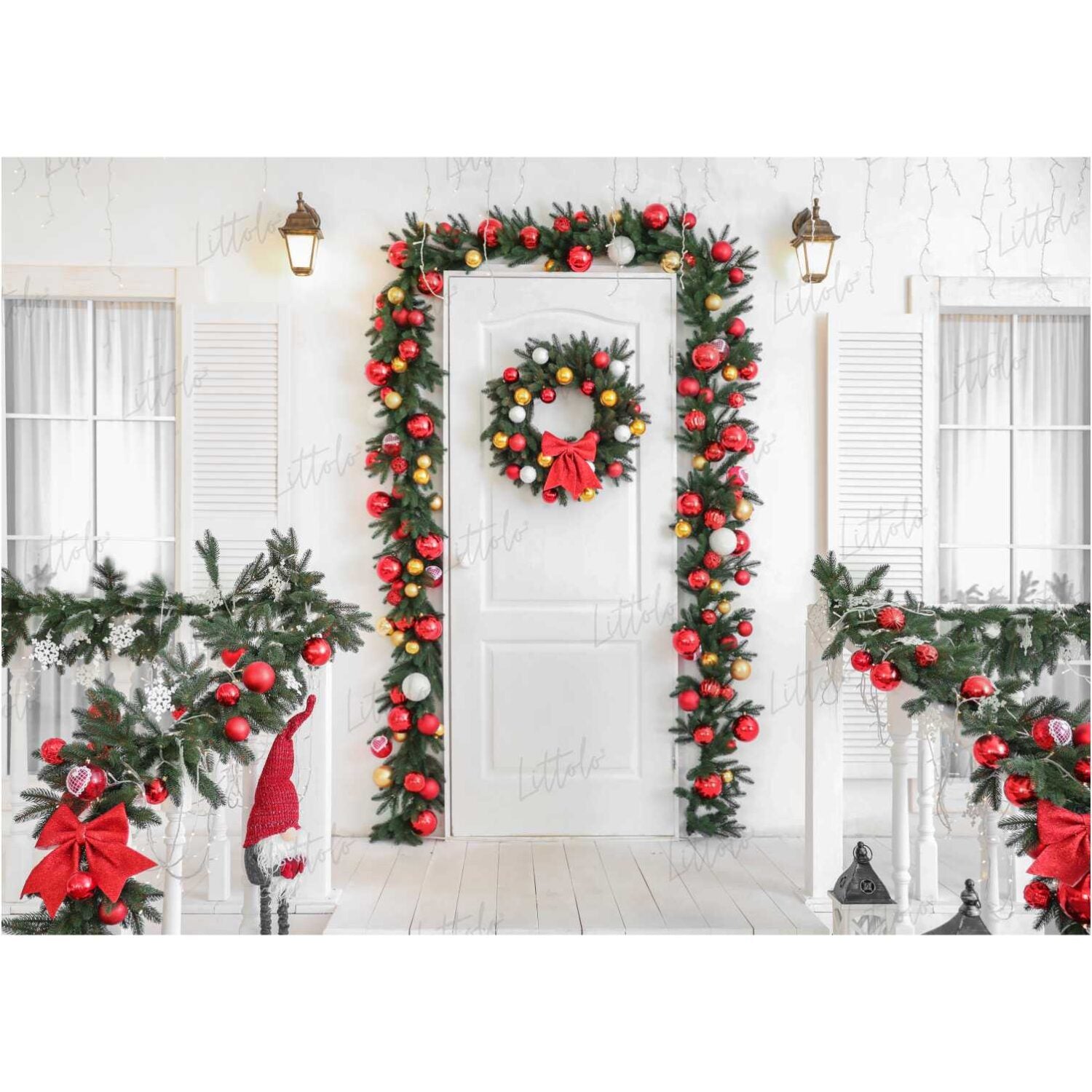 LB0190 Christmas Doorway Festivals and Seasons Backdrop