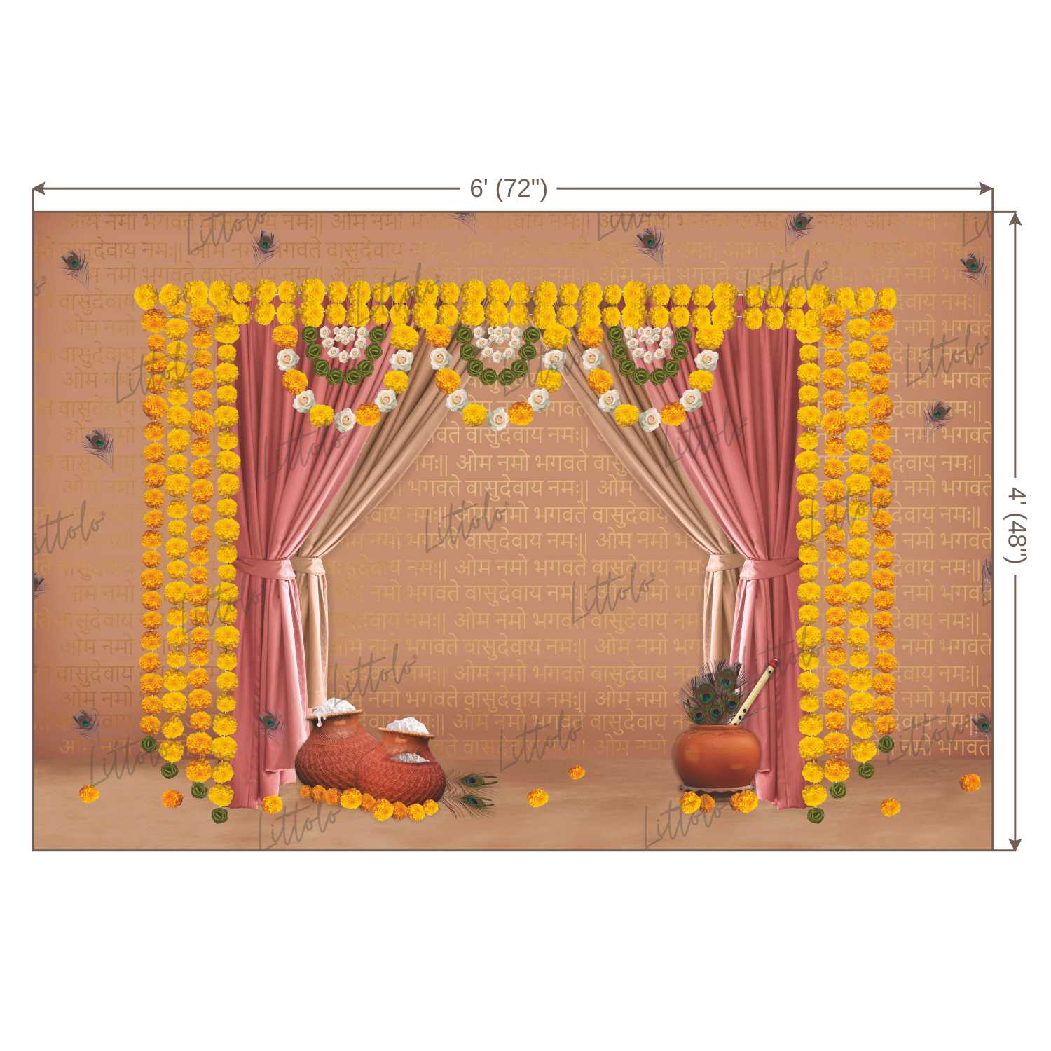 LB0217 Krishna Janmashtami Theme Backdrop