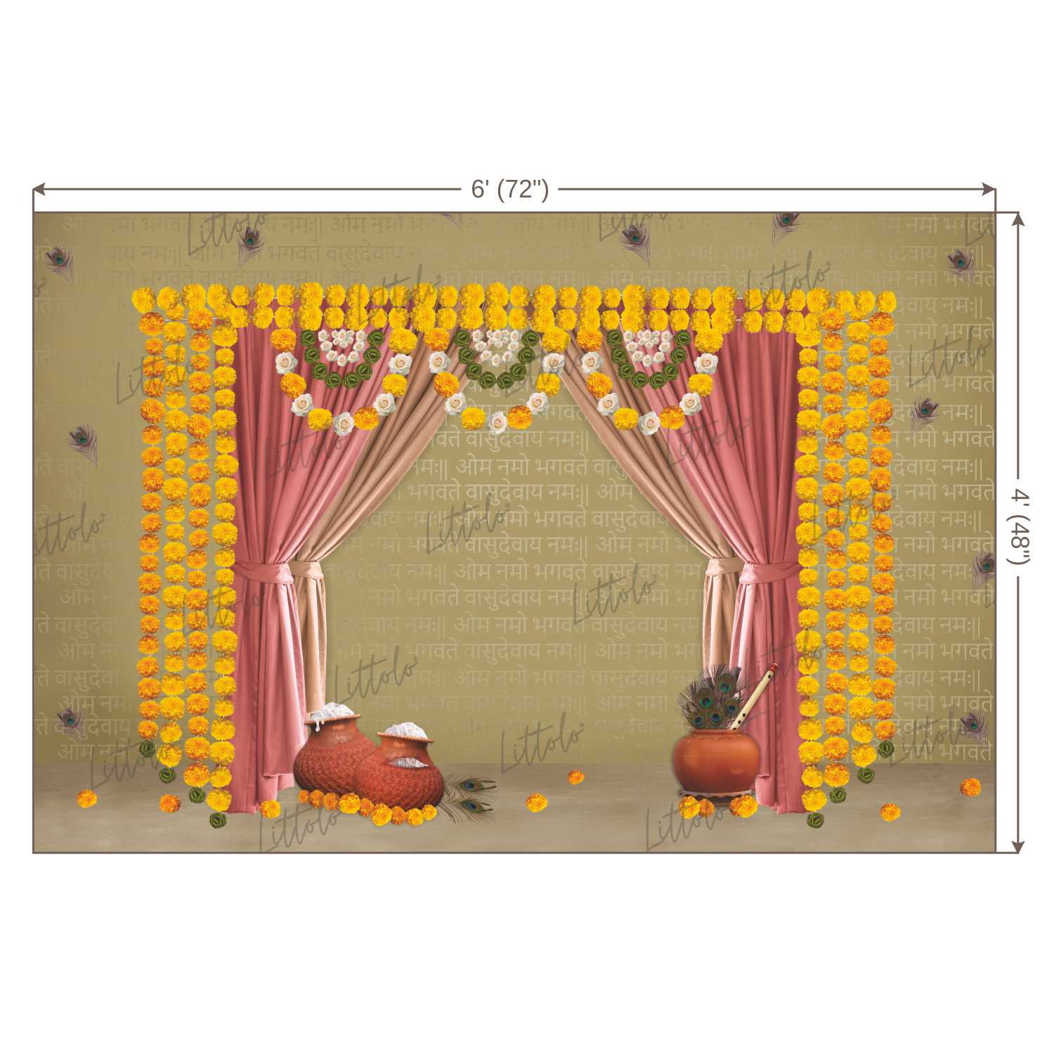 LB0217 Krishna Janmashtami Theme Backdrop
