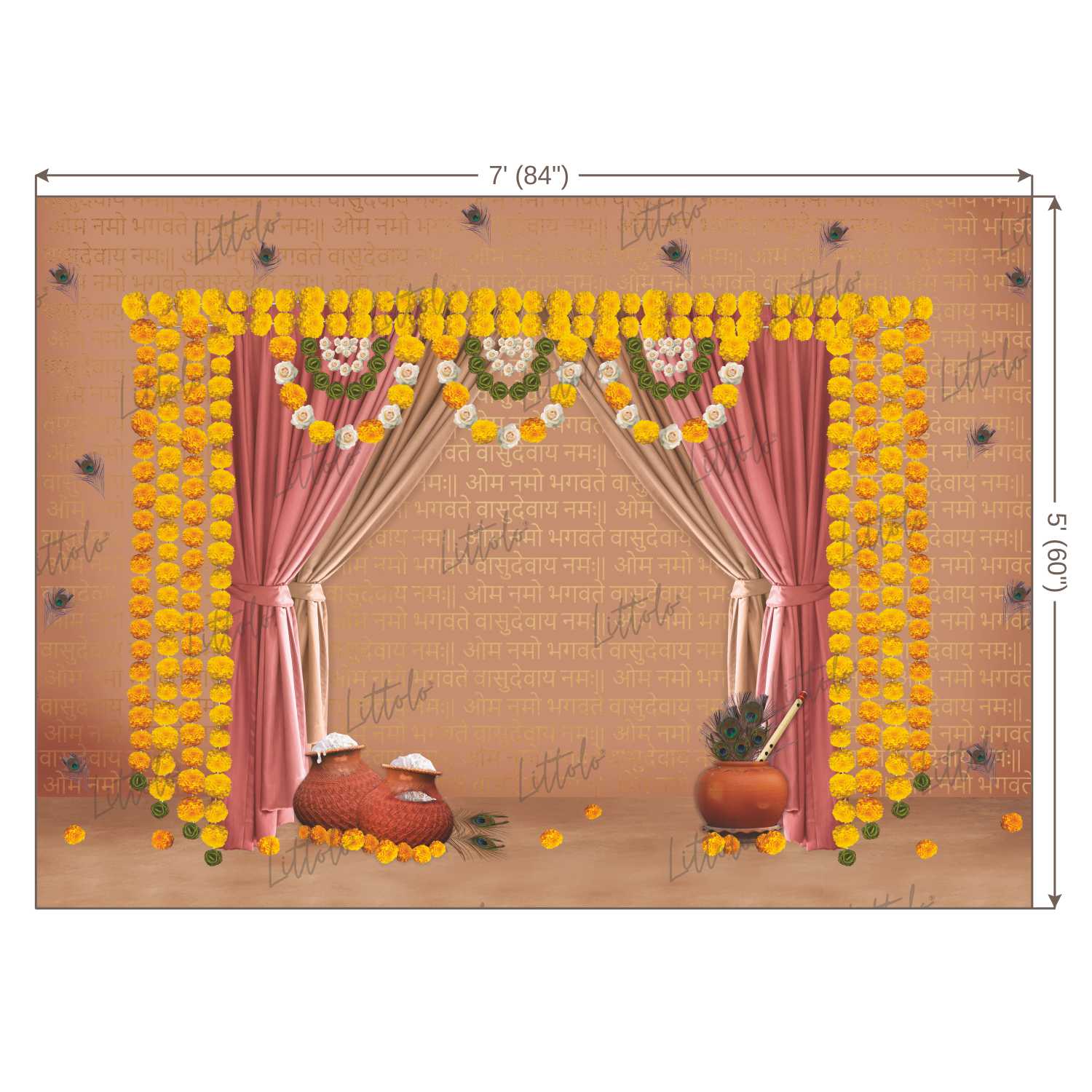 LB0217 Krishna Janmashtami Theme Backdrop
