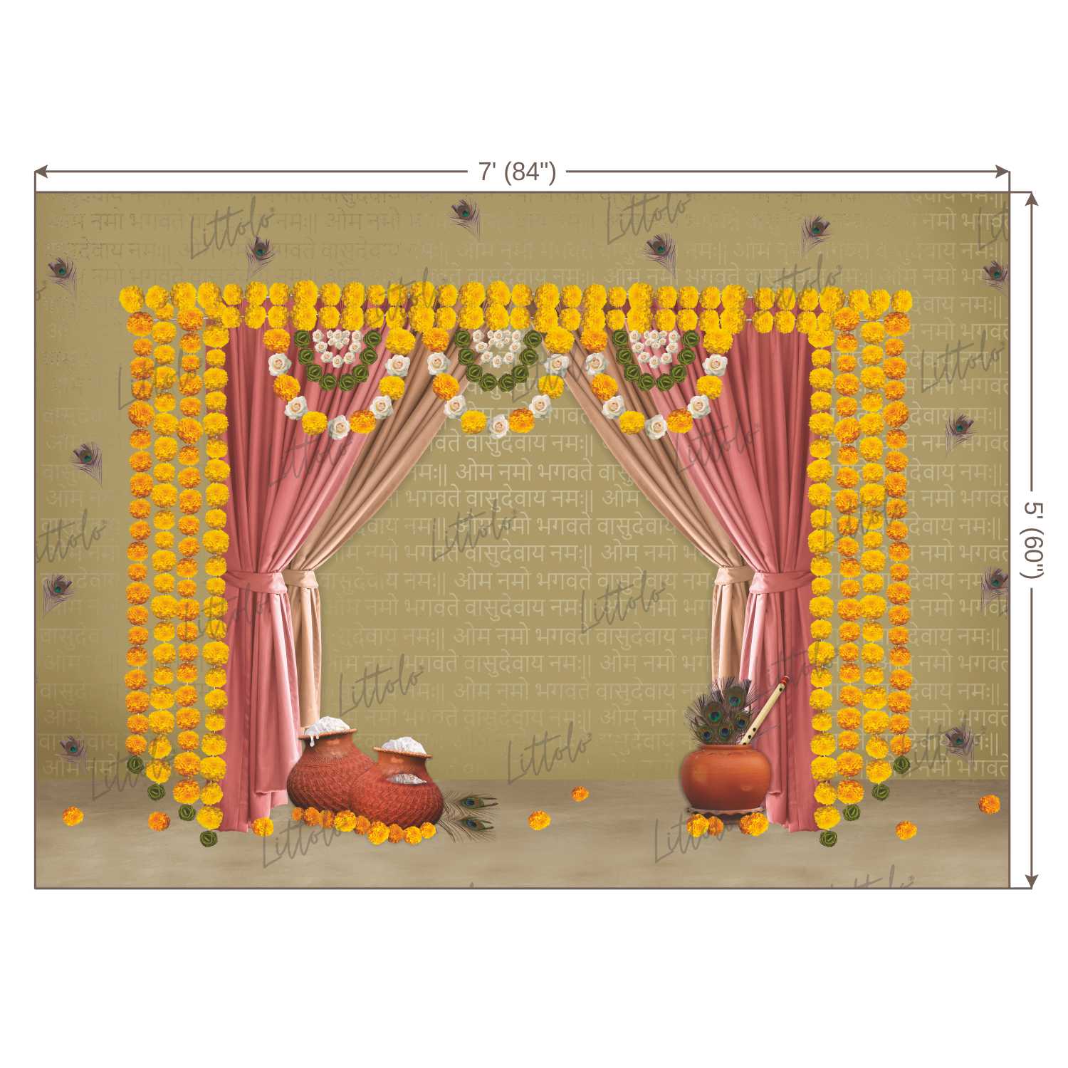 LB0217 Krishna Janmashtami Theme Backdrop