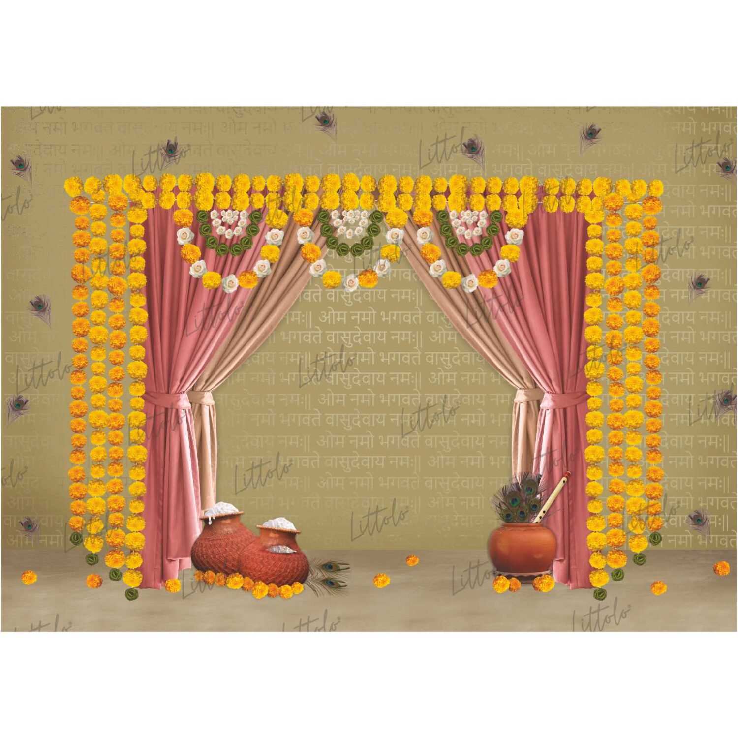 LB0217 Krishna Janmashtami Theme Backdrop