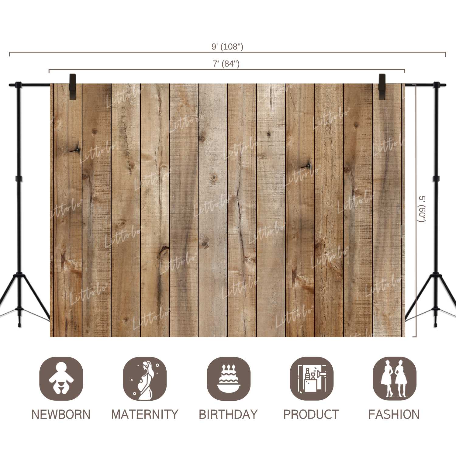 LB0218 Natural Wood Light Shades Planks Backdrop