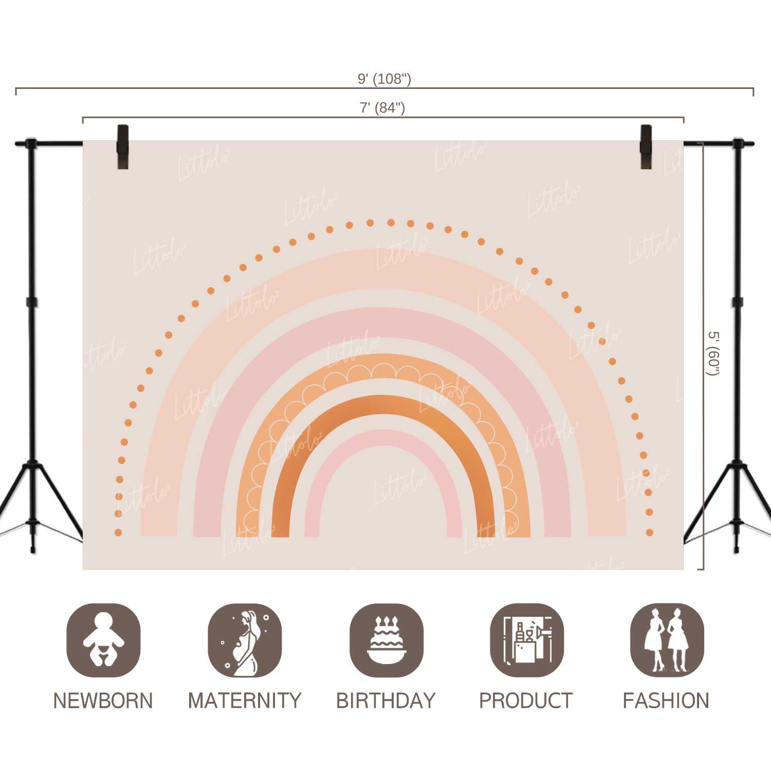 LB0221 Pastel Semi Circles Theme Backdrop