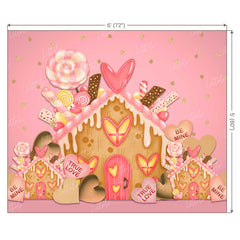 LB0252 Valentine True Love Candy House Festivals and Seasons Backdrop