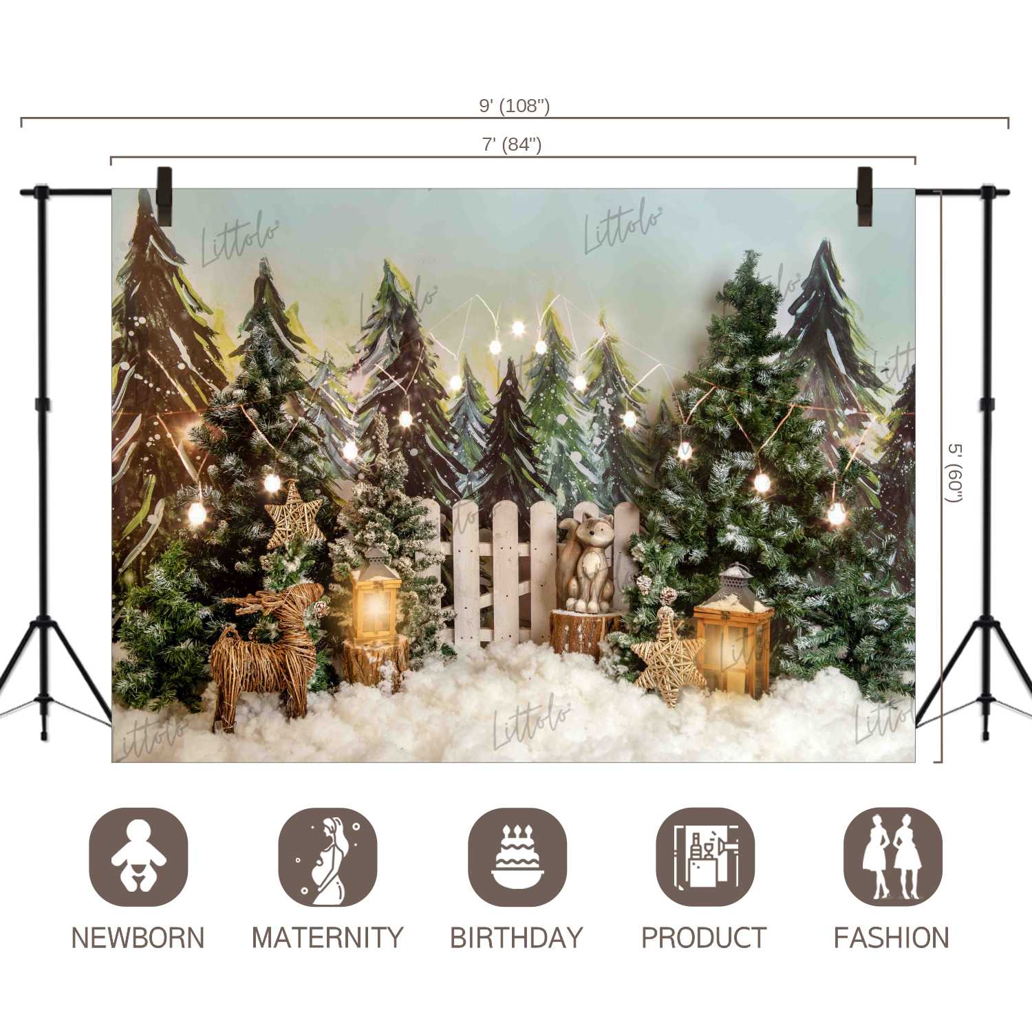 LB0343 Winter Tree Christmas Backdrop