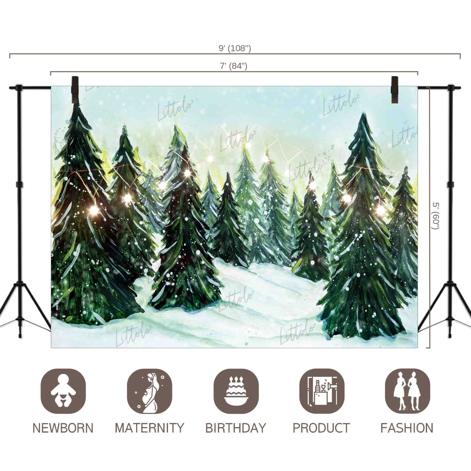 LB0356 Christmas Winter Tree Backdrop
