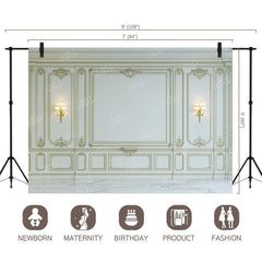LB0394 White Wall Panel Classic Theme Backdrop