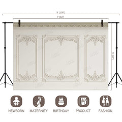 LB0415 Cream Winscot Theme Backdrop