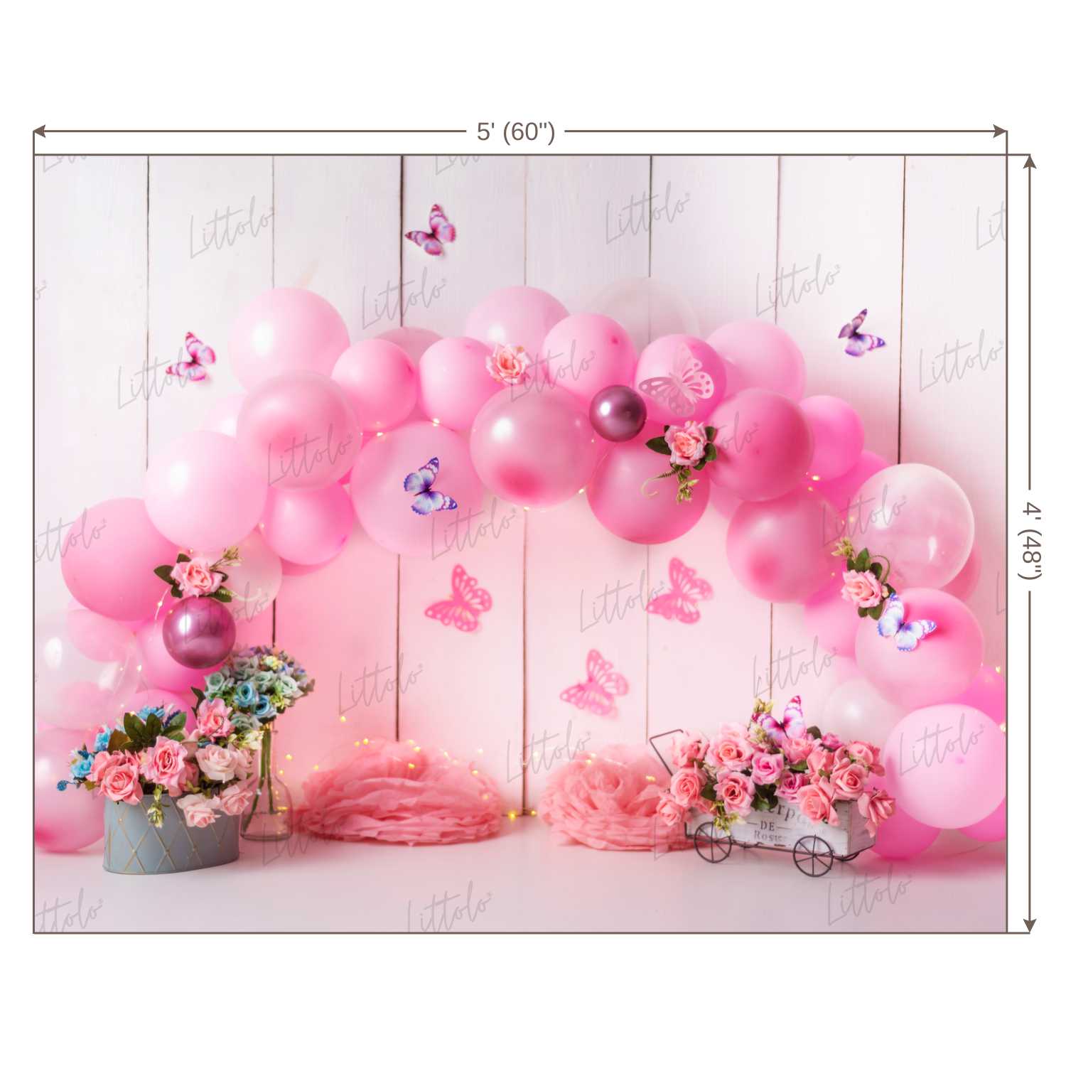 LB0446 Butterfly Floral Balloon Garland Backdrop