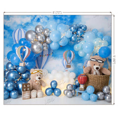 LB0452 Hot Air Balloon Teddy Backdrop