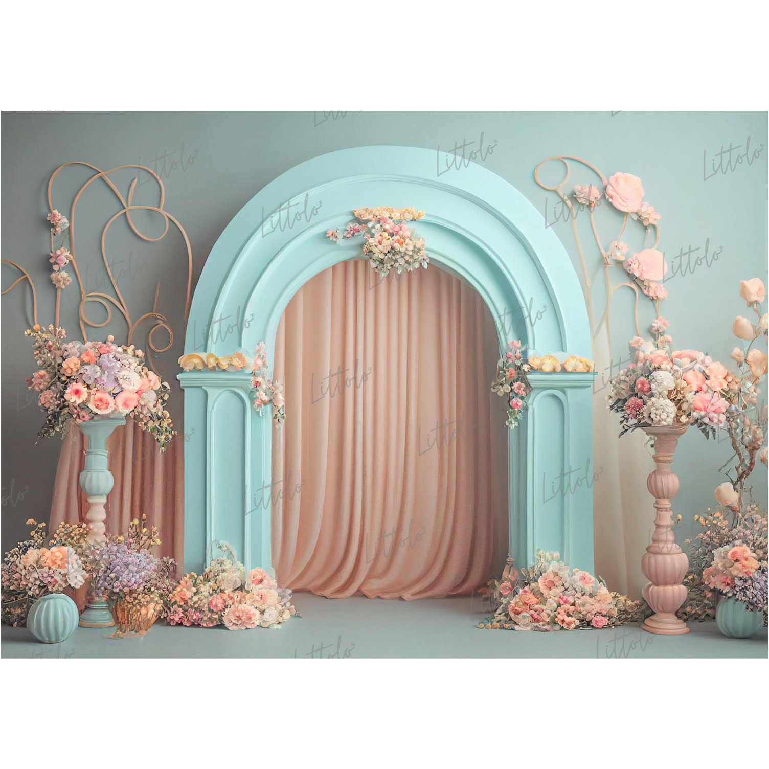 LB0478 Floral Doorway Theme Backdrop