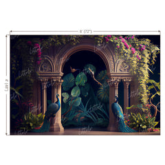 LB0493 Enchanted Doorway Peacock Theme Backdrop