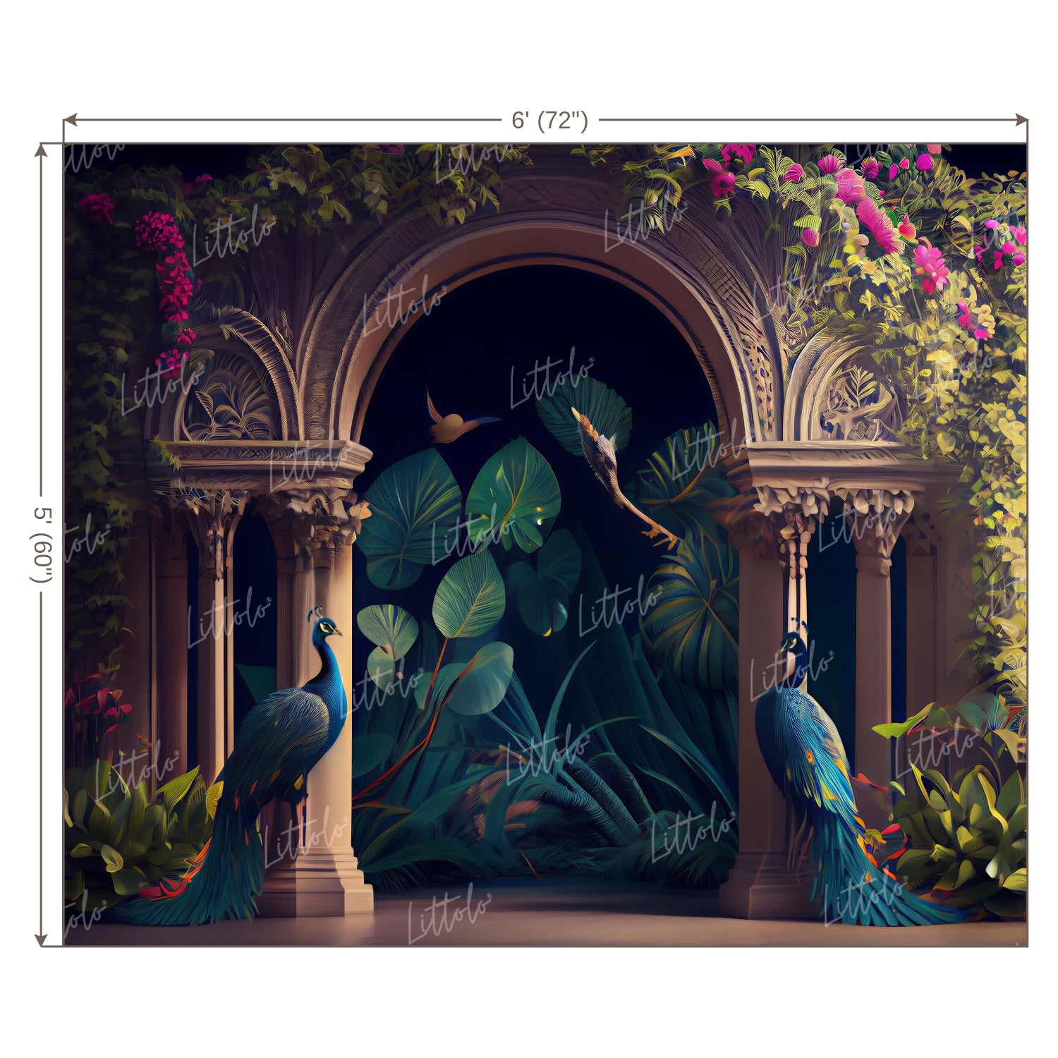 LB0493 Enchanted Doorway Peacock Theme Backdrop
