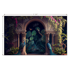 LB0493 Enchanted Doorway Peacock Theme Backdrop