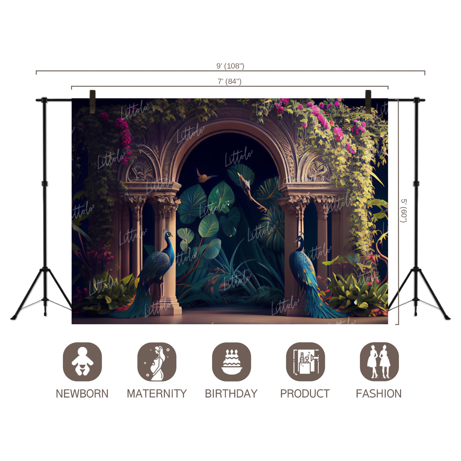 LB0493 Enchanted Doorway Peacock Theme Backdrop