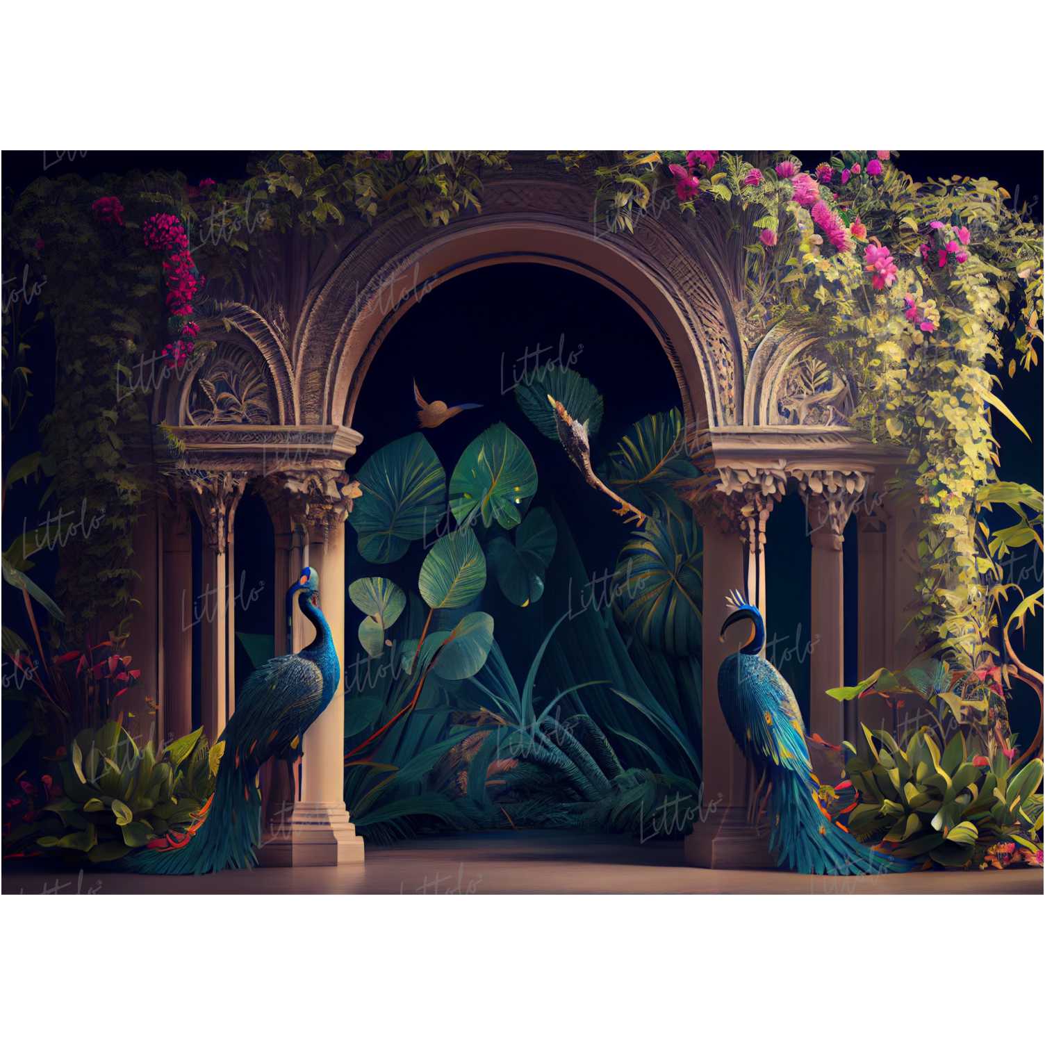 LB0493 Enchanted Doorway Peacock Theme Backdrop
