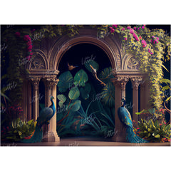 LB0493 Enchanted Doorway Peacock Theme Backdrop