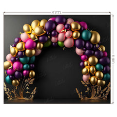 LB0521 Balloons Garland Floral Backdrop