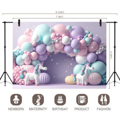 LB0532 Balloons Garland Unicorn Backdrop