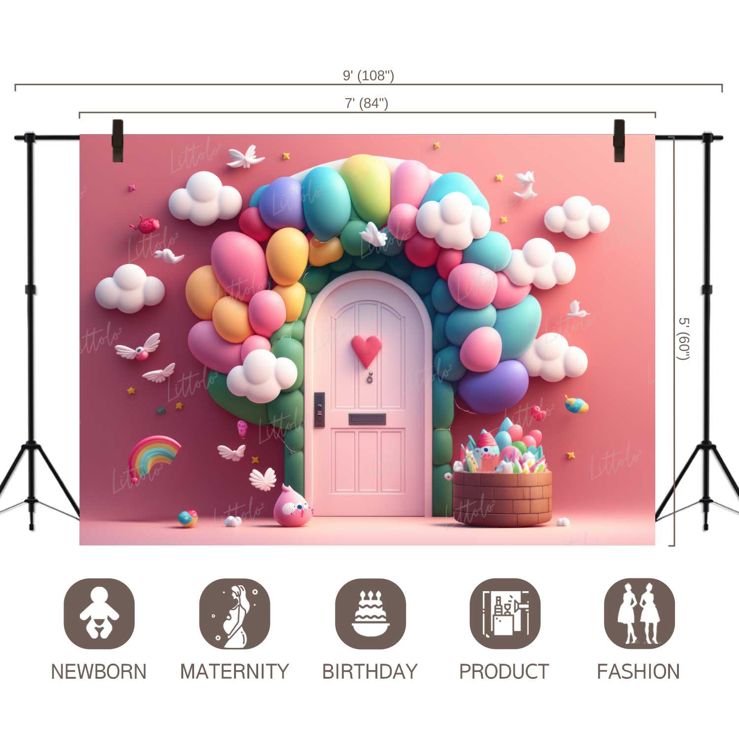 LB0533 Balloons Garland Doorway Backdrop