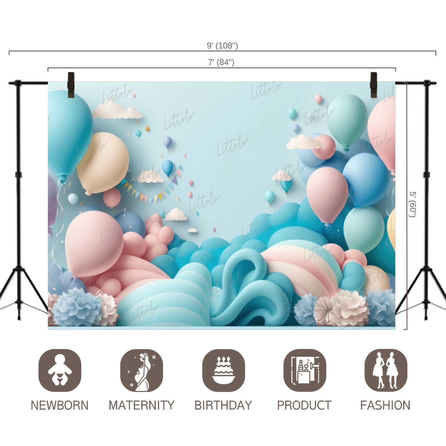 LB0565 Balloons Garland Backdrop