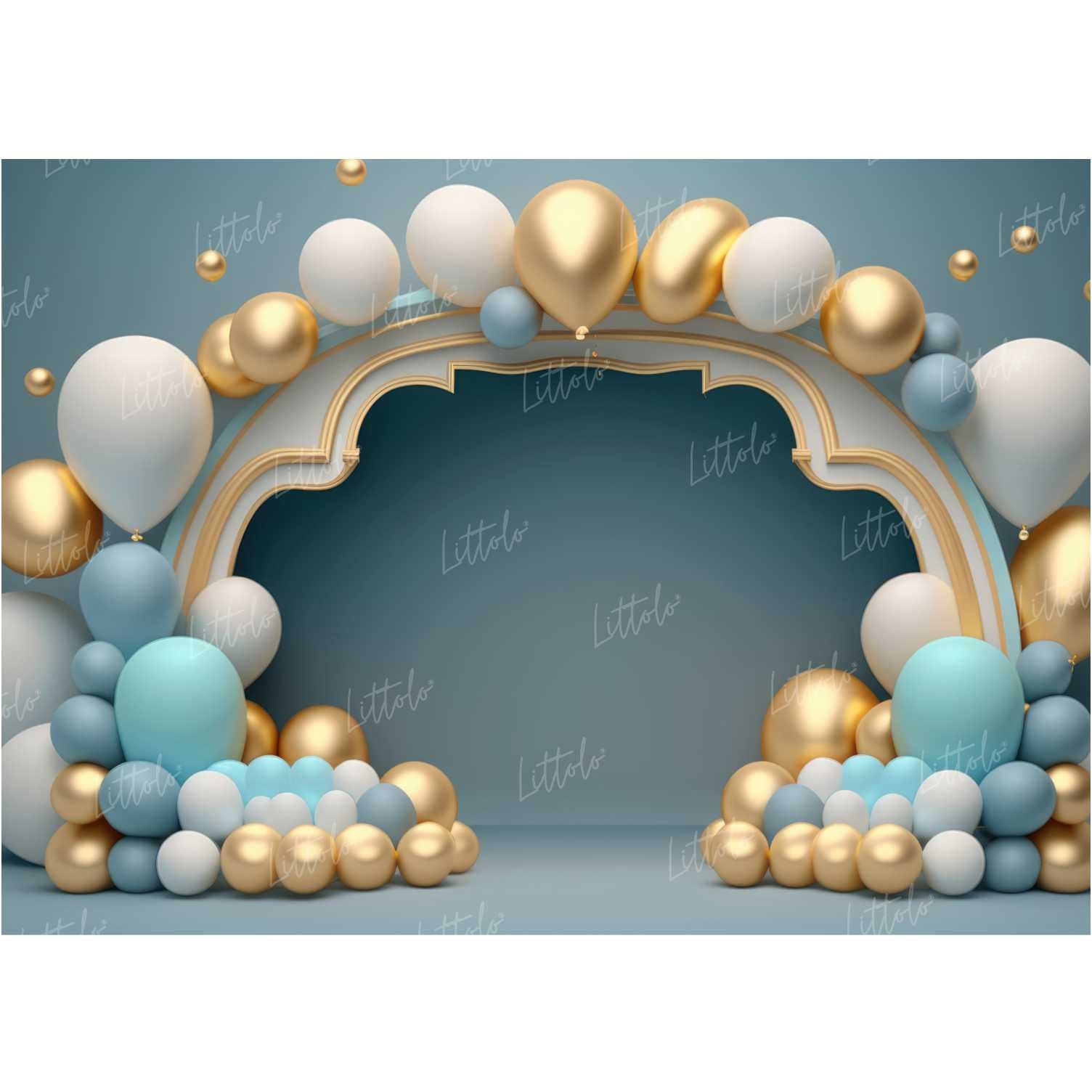 LB0566 Balloons Garland Princess & Prince Backdrop