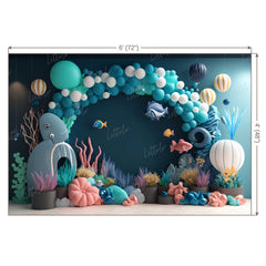 LB0572 Balloons Garland under The Sea Ocean Little Mermaid Backdrop