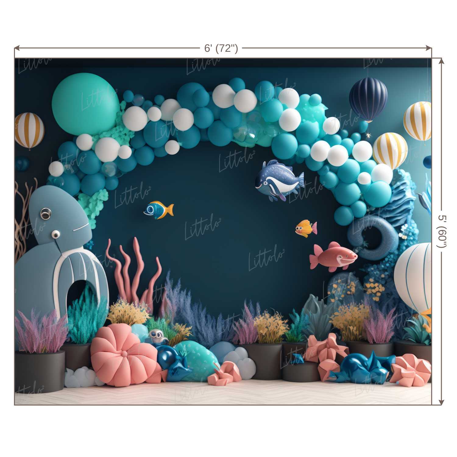LB0572 Balloons Garland under The Sea Ocean Little Mermaid Backdrop