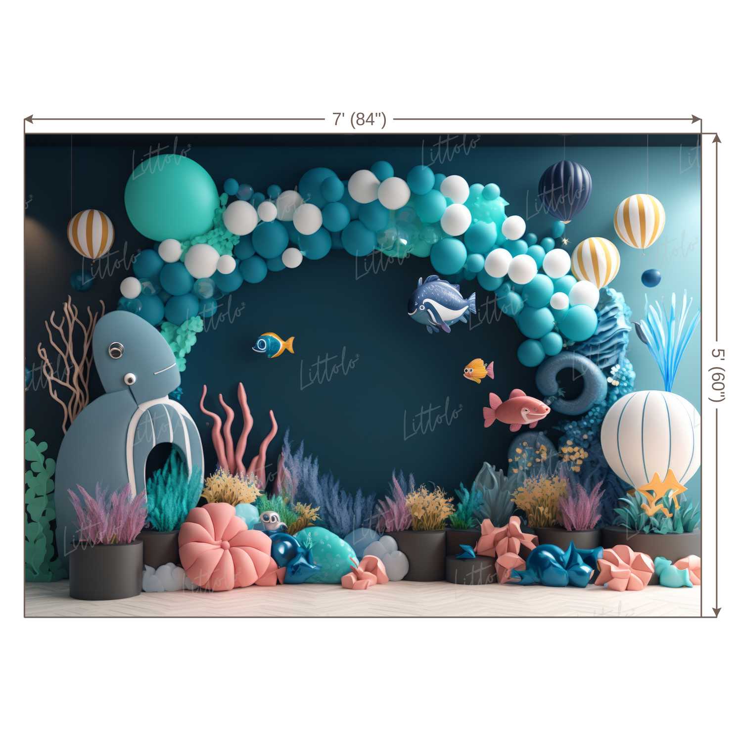 LB0572 Balloons Garland under The Sea Ocean Little Mermaid Backdrop