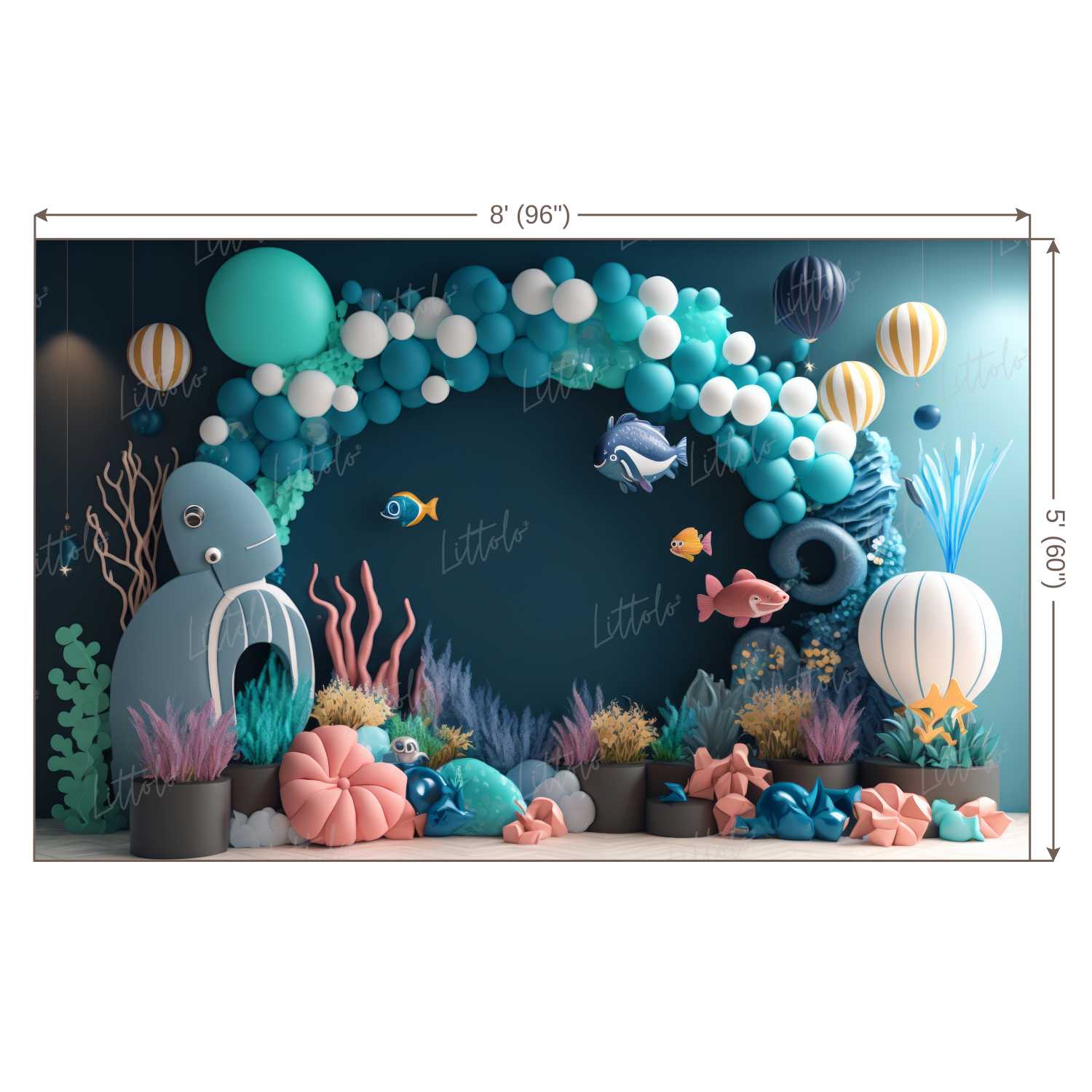 LB0572 Balloons Garland under The Sea Ocean Little Mermaid Backdrop