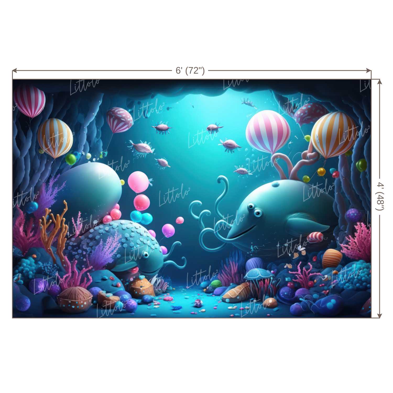 LB0573 Balloons Garland Under The Sea Ocean Mermaid Backdrop