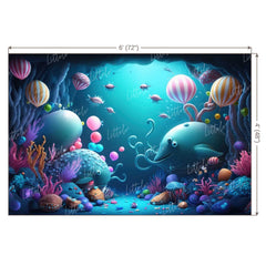 LB0573 Balloons Garland Under The Sea Ocean Mermaid Backdrop