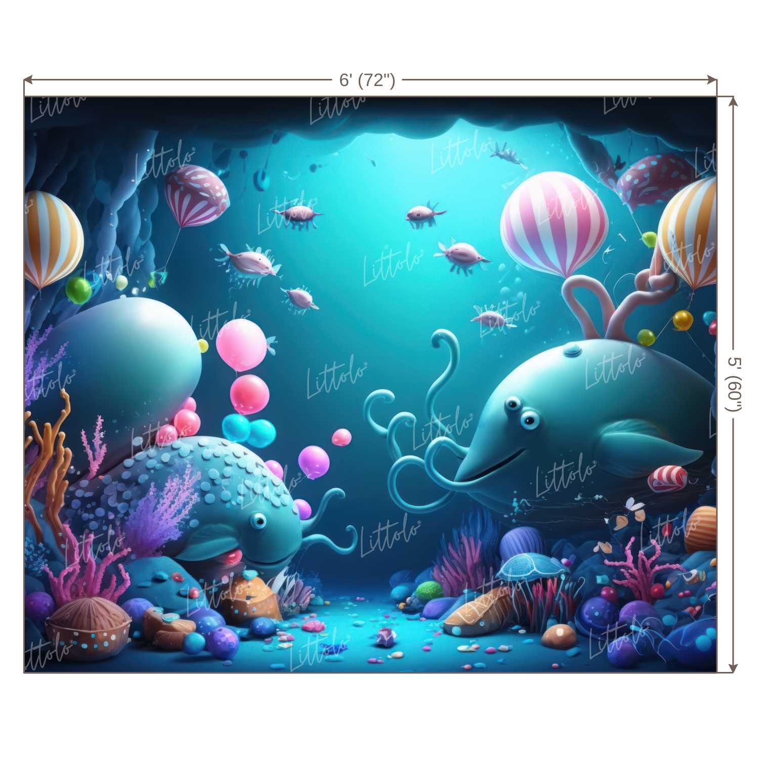 LB0573 Balloons Garland Under The Sea Ocean Mermaid Backdrop