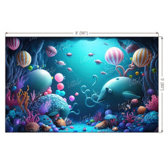 LB0573 Balloons Garland Under The Sea Ocean Mermaid Backdrop